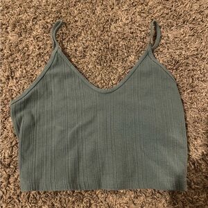 Aeropostale Ribbed Green Crop Tank